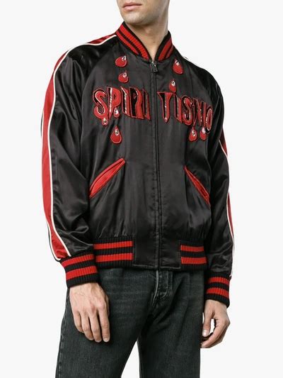 Gucci Spiritismo Silk Bomber Jacket In Black 